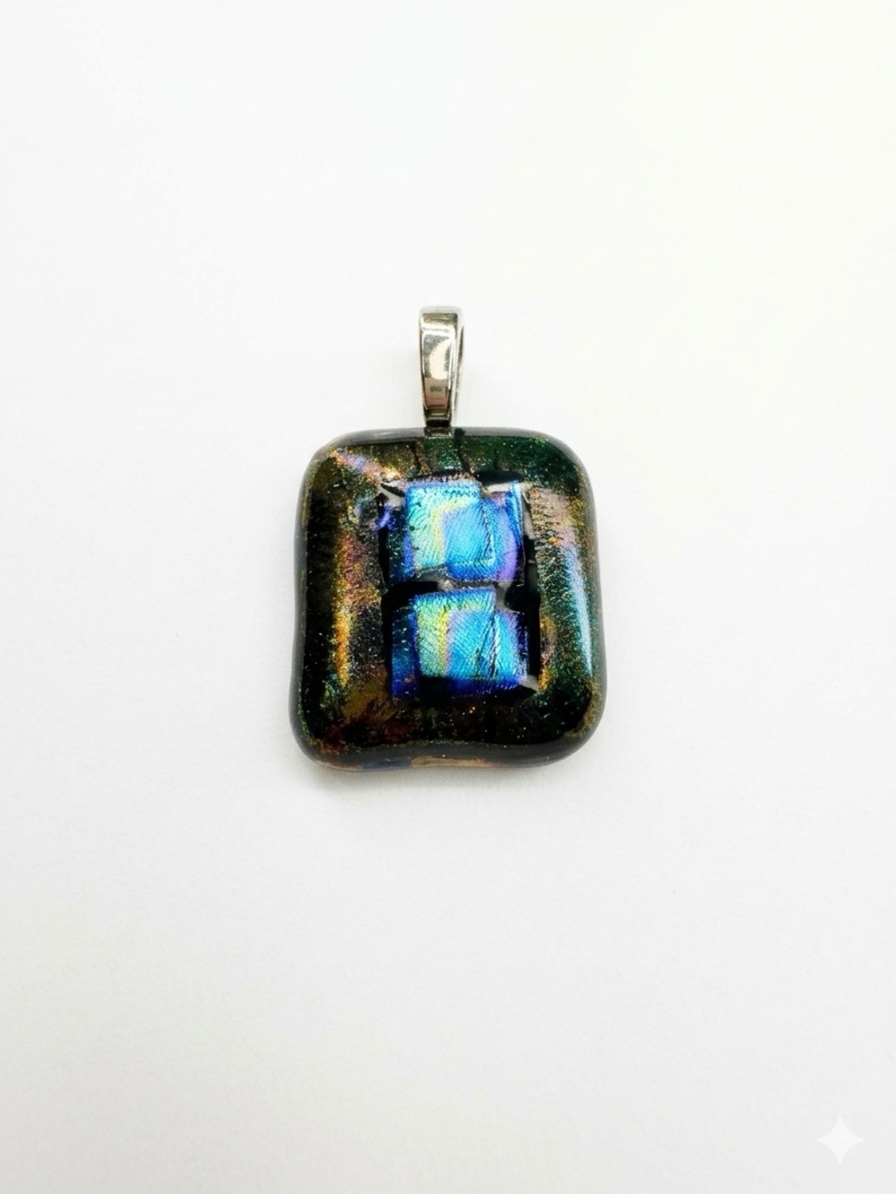 Dichroic Glass Pendant Silvertone